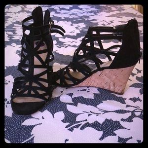 Black strappy wedges